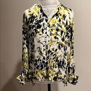 Parker Black and Yellow Abstract Blouse